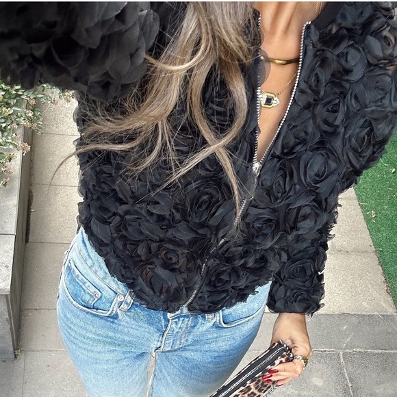 From Paris! Fabulous Faux Fur Flower 3D Jacket - Picture 4 of 4